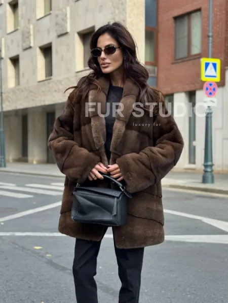 Шуба норковая коричневая - фото 8