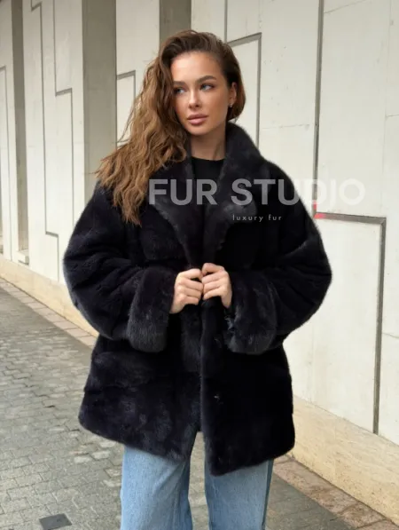 Норковый полушубок - английский воротник - фото 11