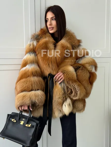 Шуба из лисы огневки - оверсайз - фото 8