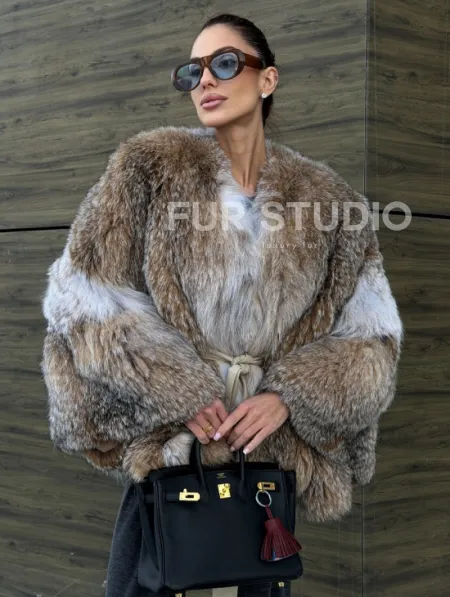 Шуба - летучка из меха рыси - фото 6
