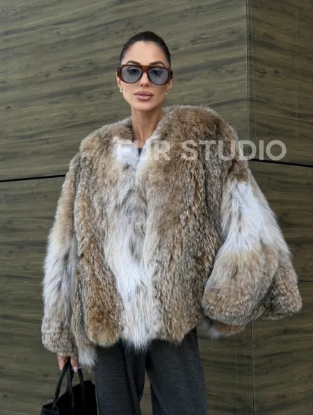Шуба - летучка из меха рыси - фото 12