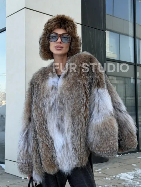 Шуба - летучка из меха рыси - фото 17