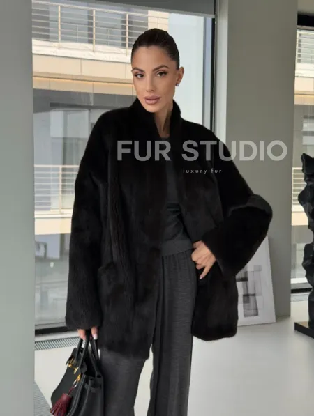 Модный норковый жакет «тренд 2026» Dark Espresso - фото 12