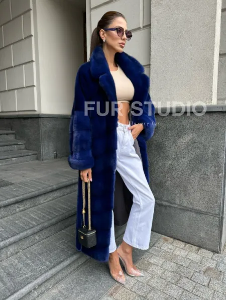 Норковая шуба - цвет электрик - фото 7