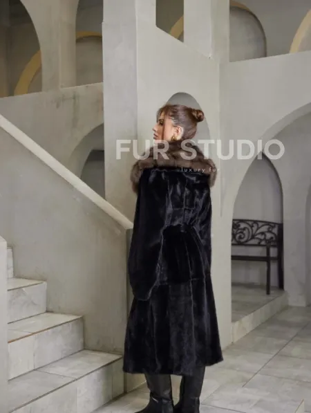 Норка BLACKGLAMA пластины капюшон куница - фото 3