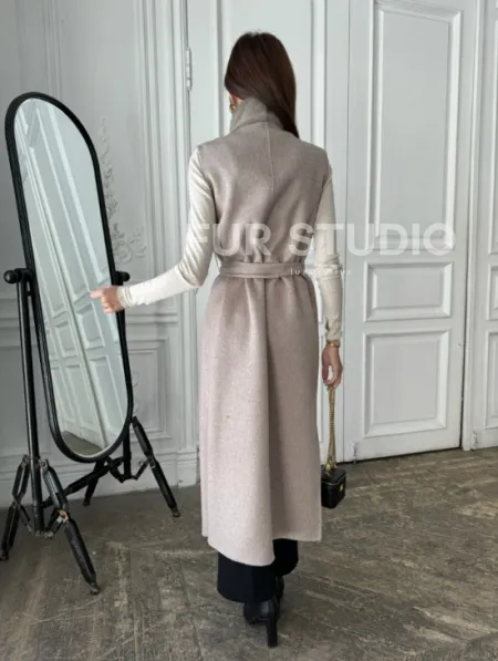 Пальто с мехом норки цвет серый - фото 2