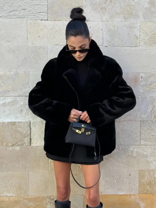 Черная косуха (куртка) из скандинавской норки - фото 9