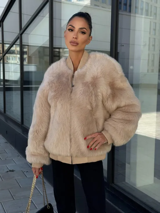 Меховая куртка - бомбер из натурального меха тосканы Турция - фото 7