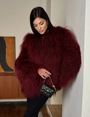 Шуба из меха ламы цвет Burgundy - фото 5