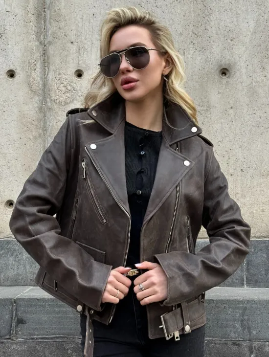 Косуха женская из винтажной кожи - фото 5