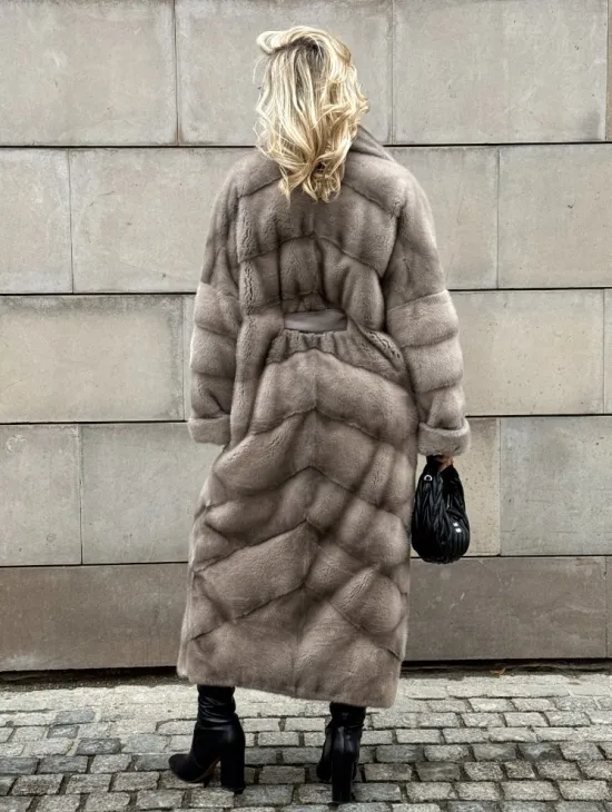 Кимоно - шуба норковая с английским воротником цвет Silver - фото 8