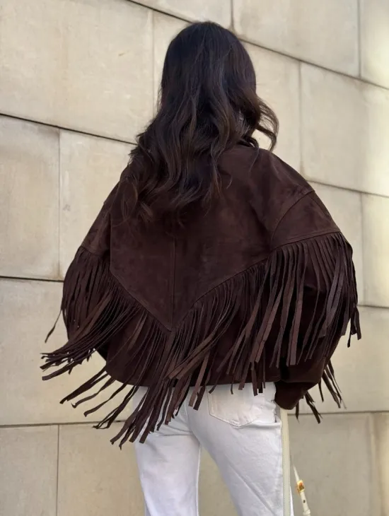 Кожаная куртка с бахромой - фото 6
