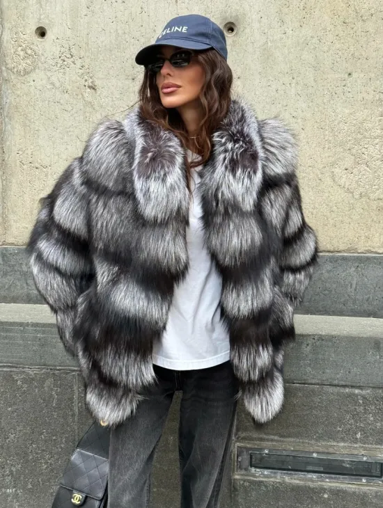 Шуба из чернобурки воротник стойка - фото 4