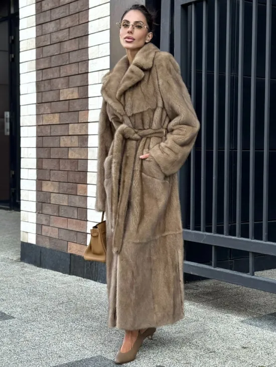 Женская длинная норковая шуба Pastel - фото 6