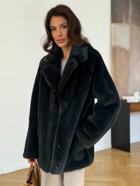 Шуба норковая темно-зеленая - фото 6