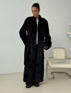 Длинная черная норковая шуба - фото 10