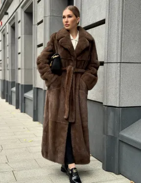 Норковая шуба - цвет соболь - фото 0