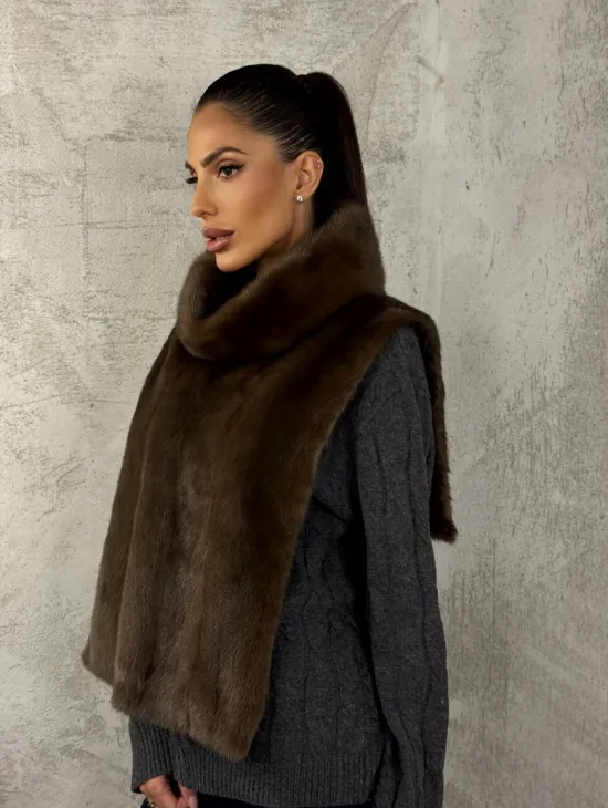 Манишка норковая - цвет соболь - фото 10