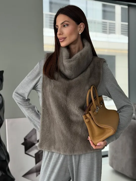 Манишка норковая серая - фото 12