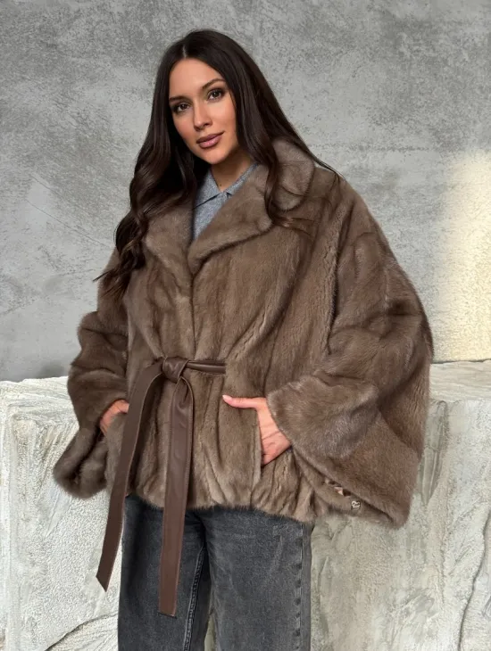 Норковая шуба английский воротник 