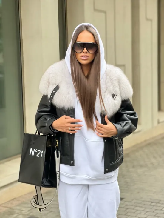 Дубленка из натуральной кожи с воротником из финского песца - фото 2