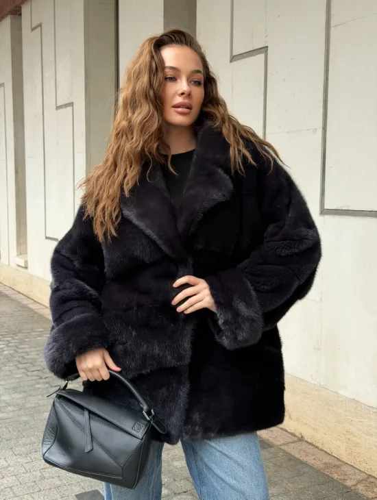 Норковый полушубок - английский воротник - фото 9
