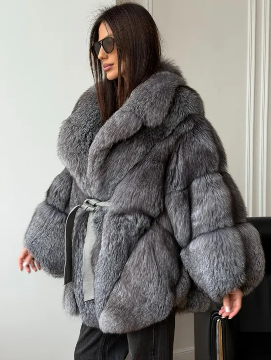 Шуба - пончо из лисы - фото 3