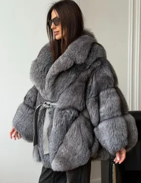 Шуба - пончо из лисы - фото 3