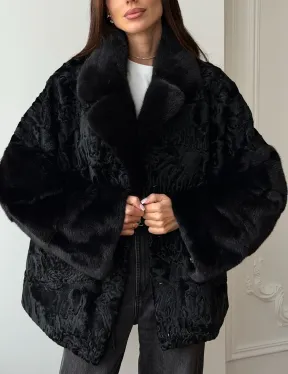 Полушубок из каракуля с норкой - фото 3