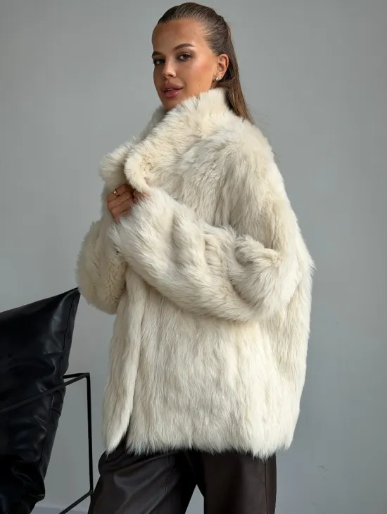 Двухсторонняя дубленка из меха тосканы - фото 6