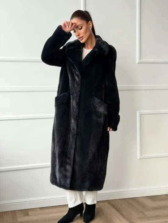 Норковая шуба с английским воротником - фото 9