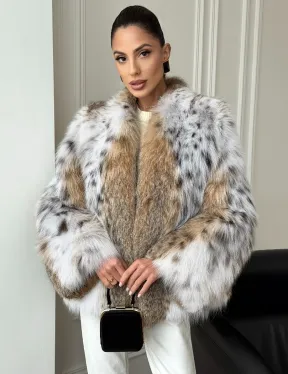 Шуба из натурального меха рыси - фото 0