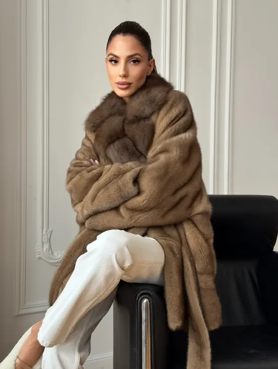 Шуба норка - воротник куница - фото 10