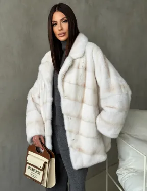 Полушубок норковый в цвете паломино - фото 10