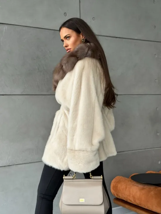 Норковая шуба - куртка с мехом куницы - фото 11