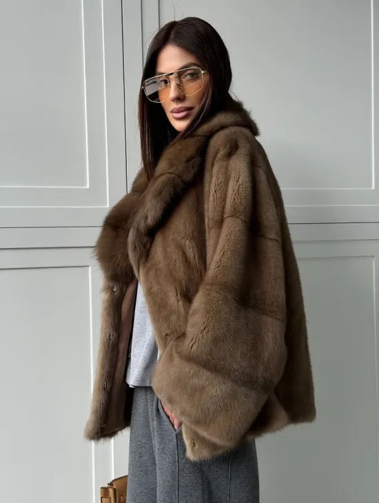 Куртка из меха норки - воротник куница - фото 13