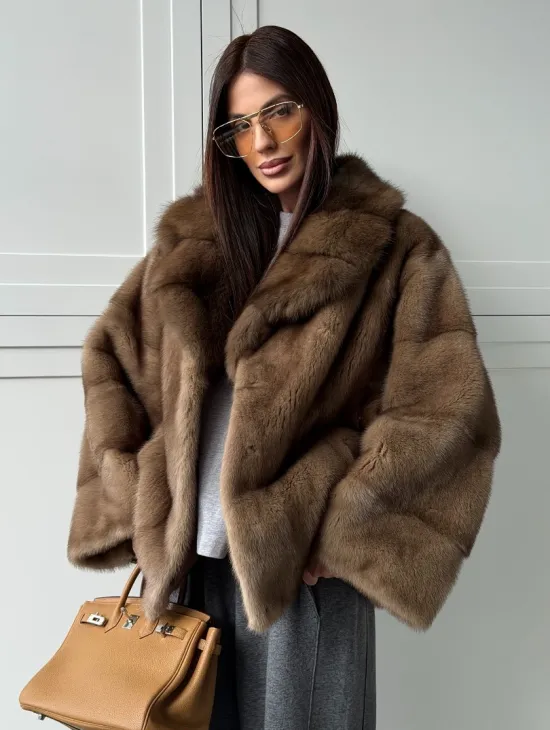 Куртка из меха норки - воротник куница - фото 12