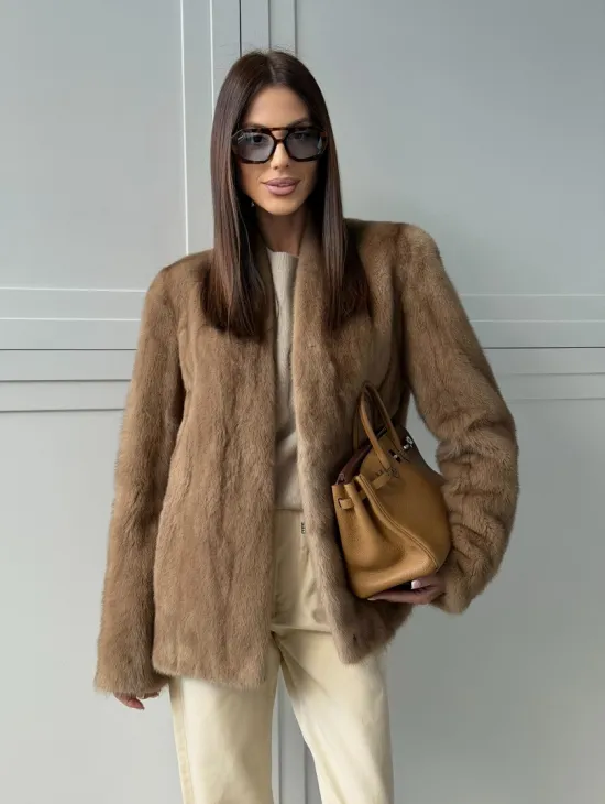 Женский норковый полушубок пастель - фото 15