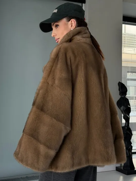 Женский норковый полушубок - английский воротник - фото 7