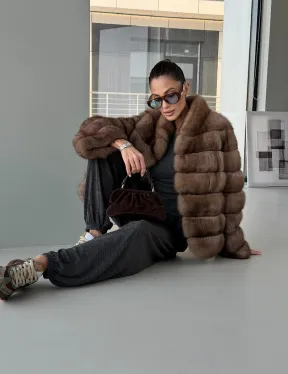 Полушубок из соболя «Тортора графит» - фото 17