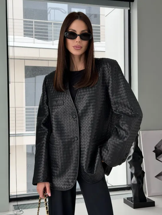 Женский пиджак из натуральной кожи - фото 0