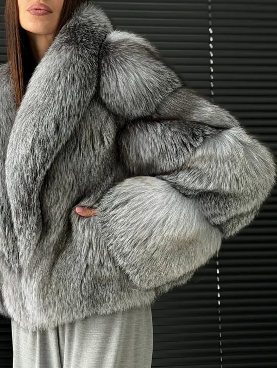 Полушубок - кроп из меха блюфрост - фото 3