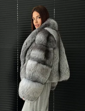 Полушубок - кроп из меха блюфрост - фото 5