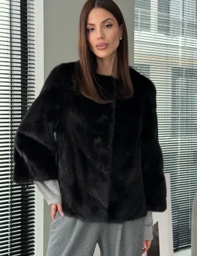 Норковый жакет - цвет черный - фото 3