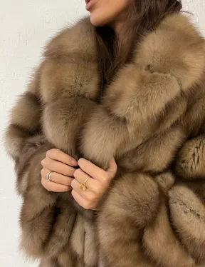 Шуба из меха куницы воротник шаль - фото 1