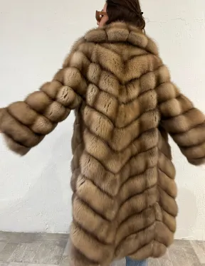 Шуба из меха куницы воротник шаль - фото 3