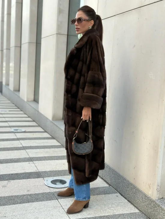 Шуба из плюшевой норки Velvet - цвет соболь - фото 2