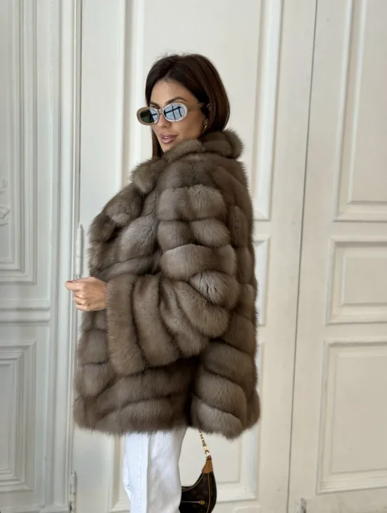 Шуба из куницы воротник английский - фото 5