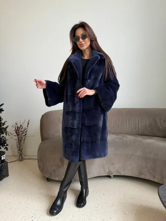 Норка KOPENHAGEN FUR английский воротник поперечка - цвет синий - фото 8