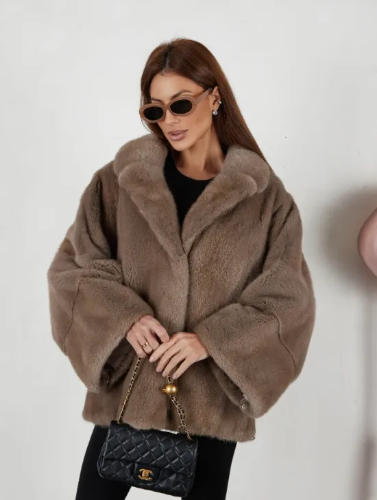 Шуба Premium Style свободного кроя из меха норки - фото 0